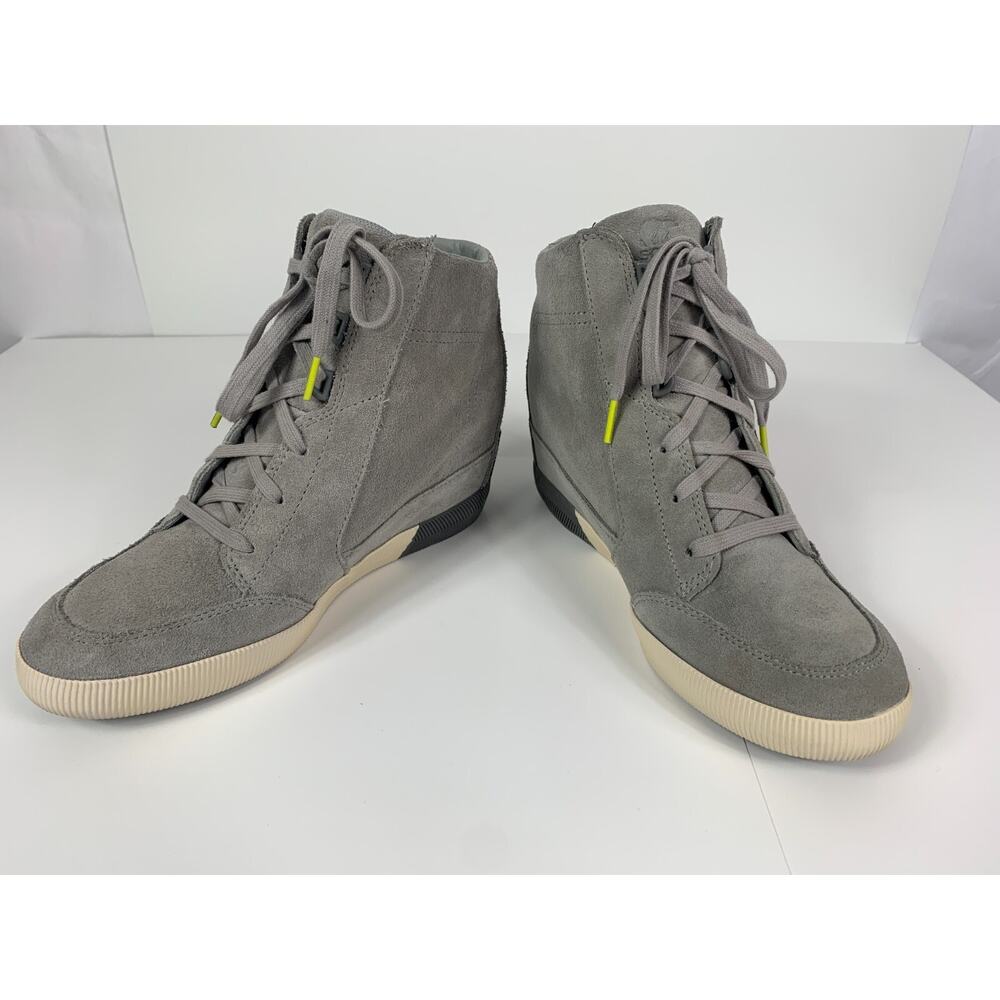 SOREL Out 'N About Womens Size 10 Wedge Boots Suede Leather Dove Quarry Gray